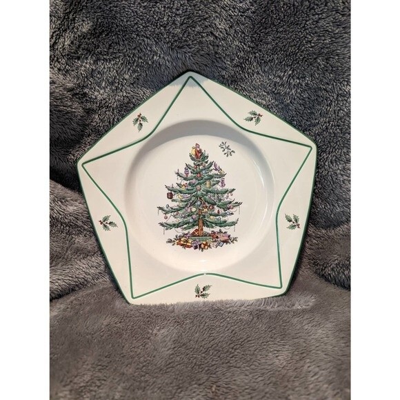 Spode Star Shaped Christmas Tree Plate / Made in England S3324-A2 - Picture 1 of 6